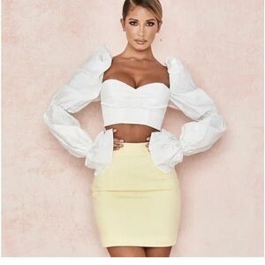 House of CB 'Rosie' White Balloon Sleeve Corset Top